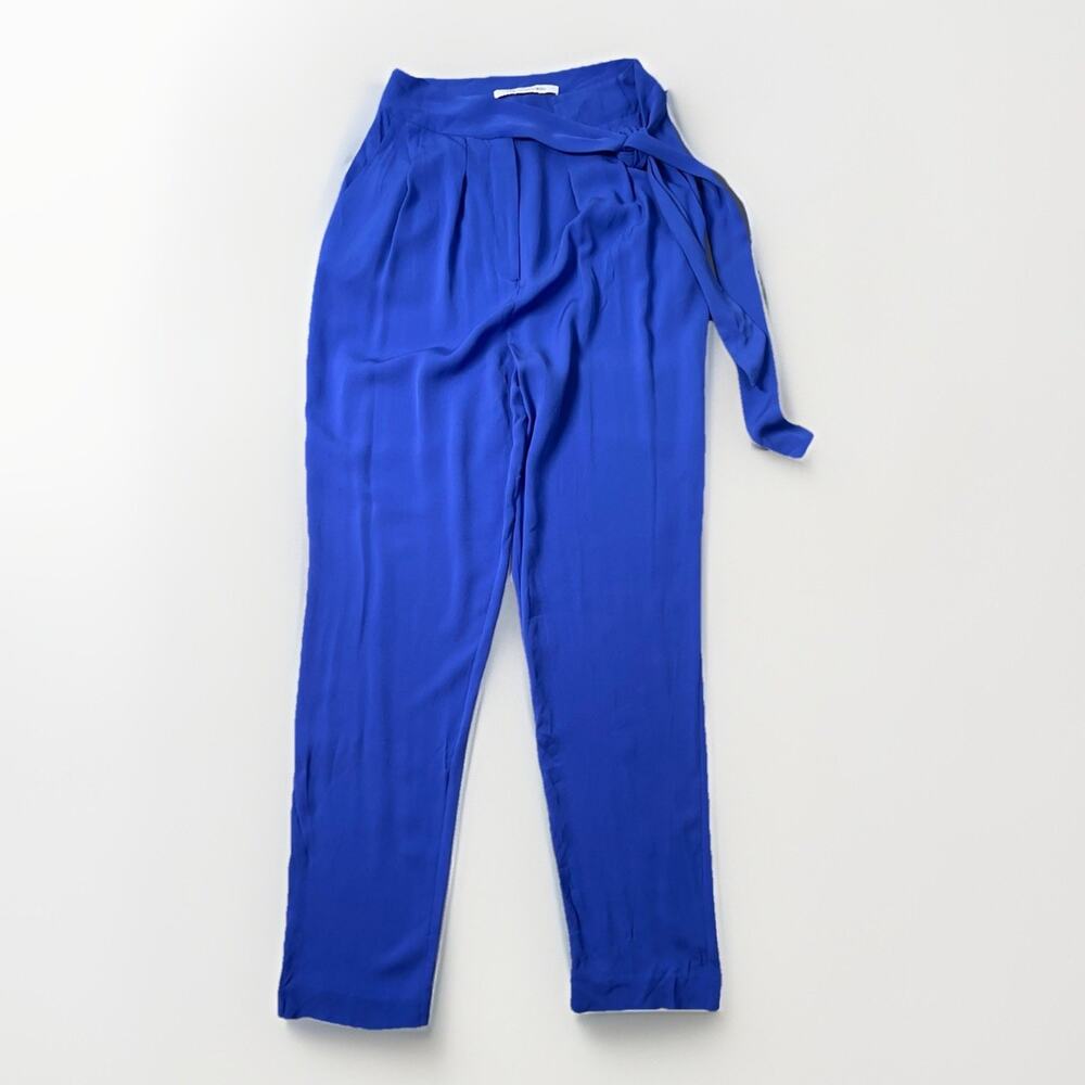 Diane Von Furstenberg Silk Pants Womens S 6 (estimated) Blue Silk Trousers Pants